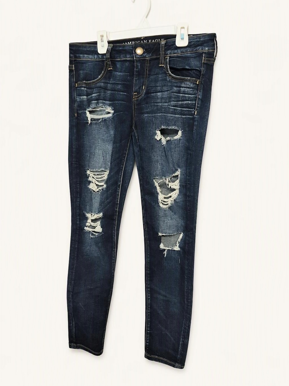 American Eagle (AEO) Super Stretch Supwr Low Rise Jegging Skinny Jeans in Blue